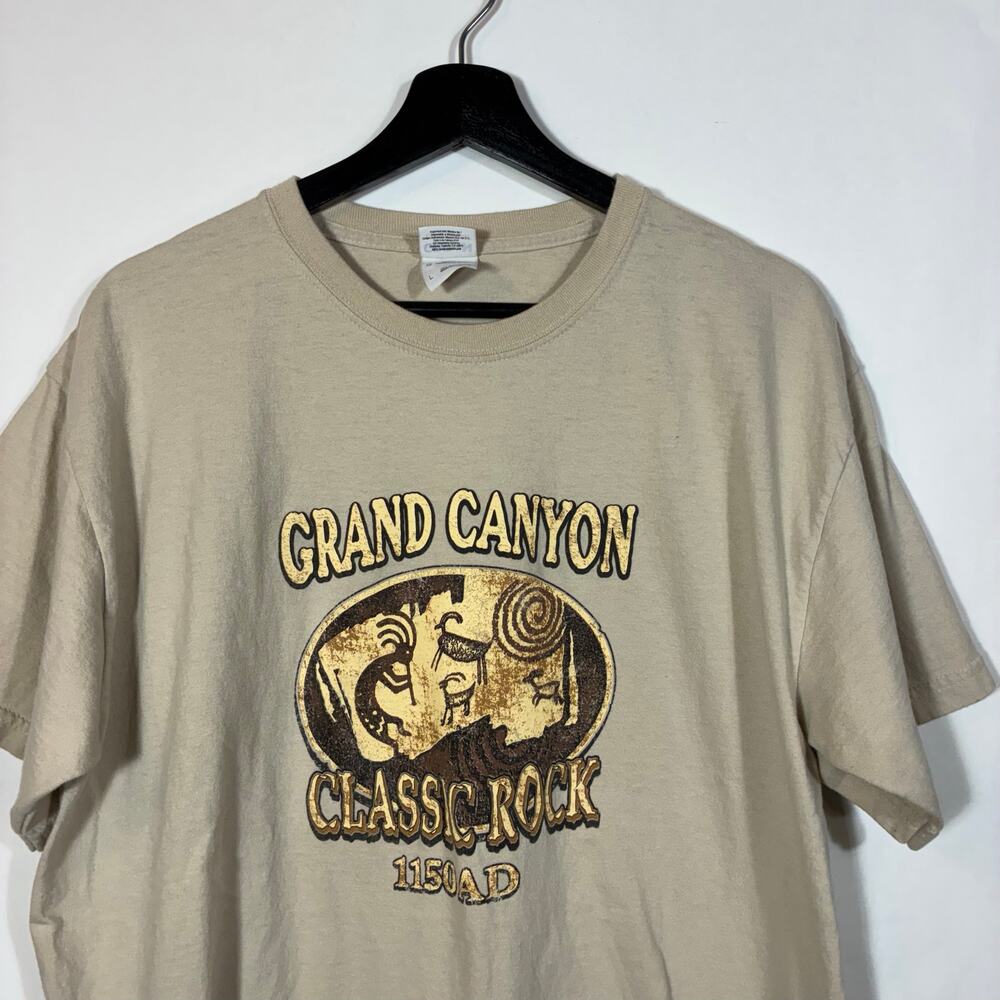 Grand Canyon T Shirt Unisex Large Vintage Gildan Petroglyph Tan Classic Rock